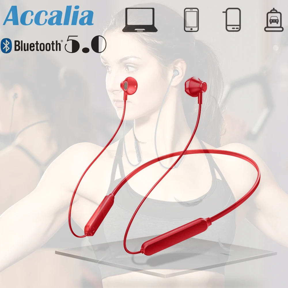 Accalia беспроводной Bluetooth 5 0 HIFI Звук качество наушники Висячие шеи Анти потери Спорт