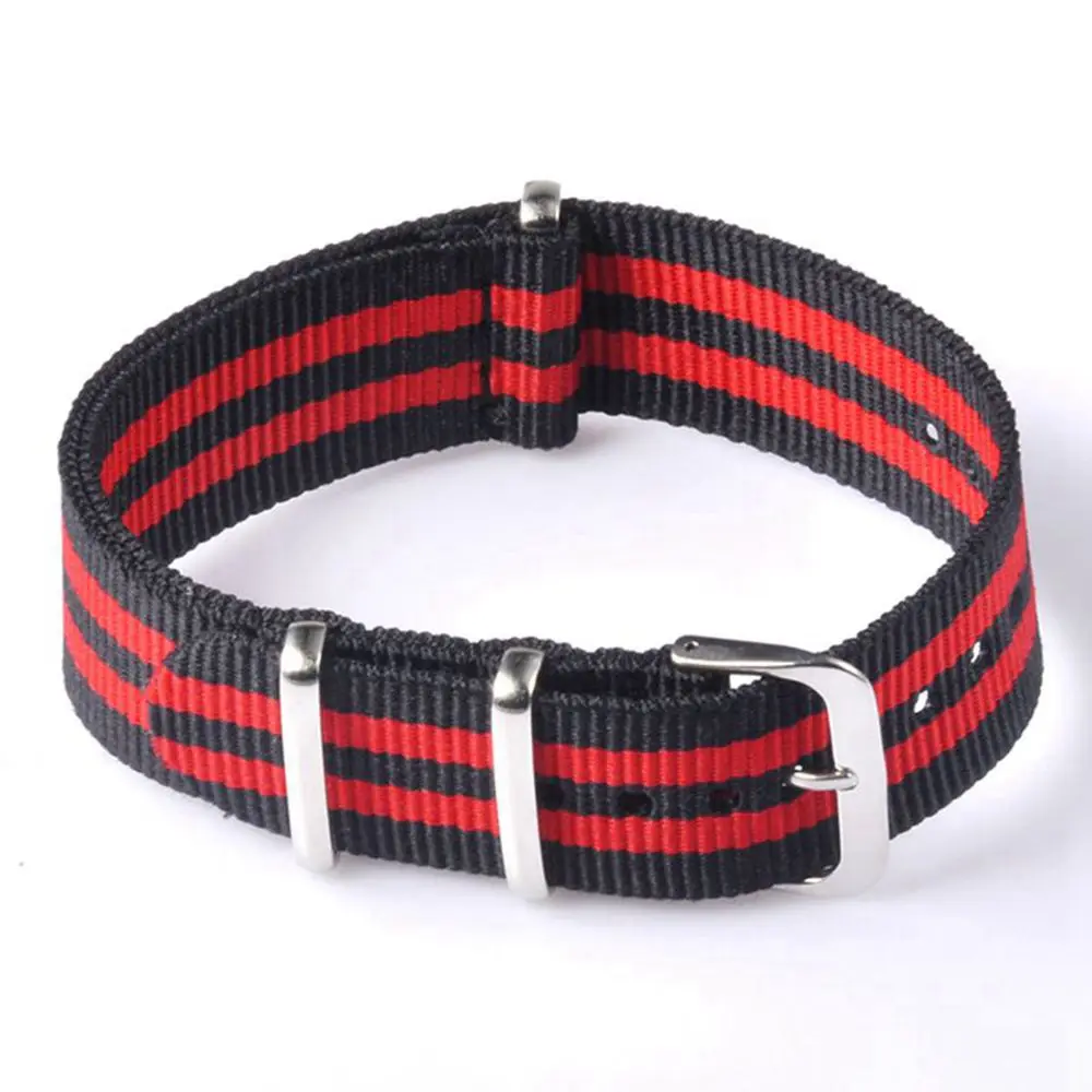 20mm Multicolor Nylon Wristwatch straps Stainless Steel Pin Buckle Unisex Fabric watch band | Наручные часы