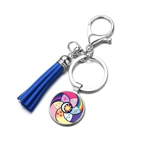 SONGDA My little Horse Ponies брелок принцесса Луна сумеречный мультфильм фигура стекло время драгоценный камень брелок для ключей с кисточкой для девочек подарок на день рождения - Цвет: Style 13