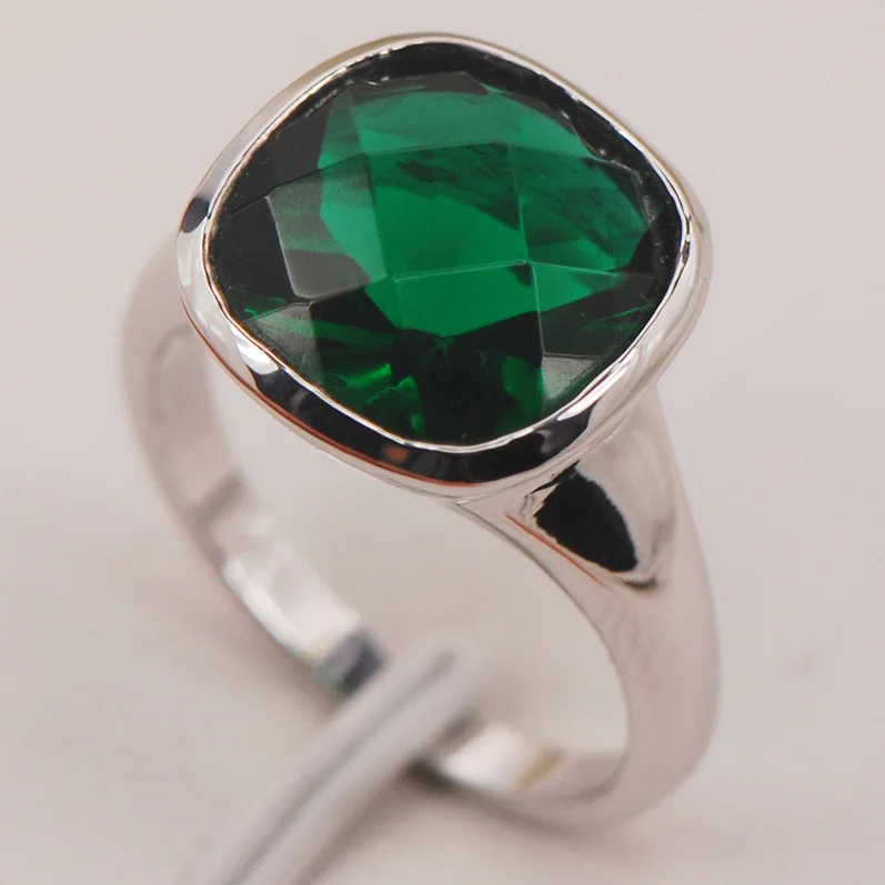 

Кольцо из серебра 925 пробы с имитацией изумруда, размеры 6 7 8 9 10 F656