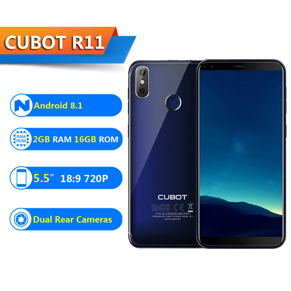 CUBOT R11 мобильный телефон 3g WCDMA отпечаток пальца Все экран 5 дюйма 2 ГБ + 16 Android 8 1