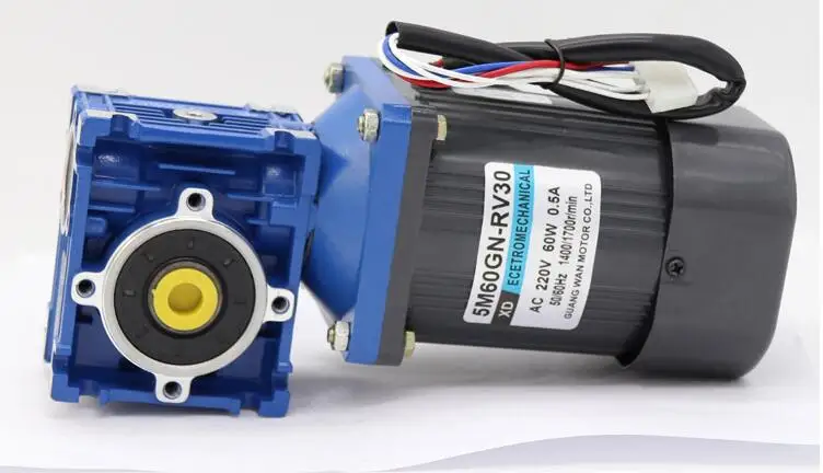 Двигатель переменного тока 220 В 60 Вт низкоскоростной червячный редуктор RV40