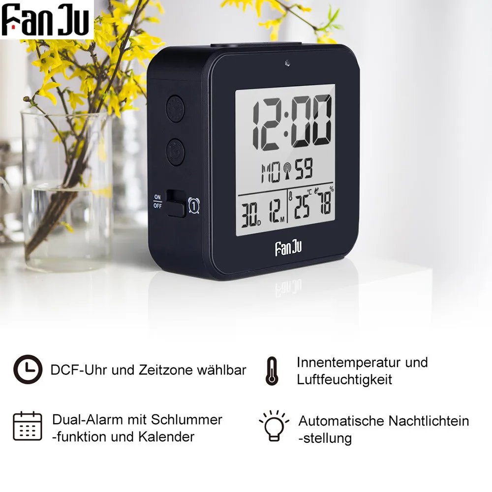 Оригинальный FanJu FJ3533 lcd цифровой будильник пластиковые прямоугольные модные часы