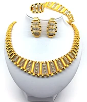fy jewelry 2019 dubai bridal gold jewelry sets creative design crystal necklace bracelet earrings charm women jewellery gift