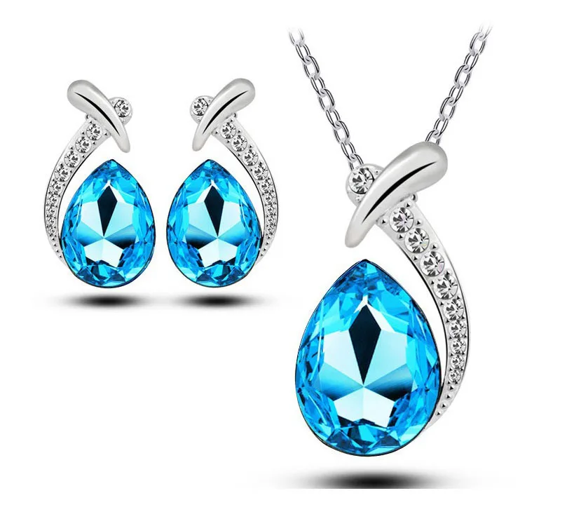 2017 искусственные подвески в форме капли воды ожерелье серьги-гвоздики ювелирные