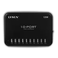 

LVSUN 120W 5V 24A High Speed Universal Desktop 10 Port USB Charger for ipad iphone 6s 6 5s 5 4S,galaxy,Nexus,Htc,Moto