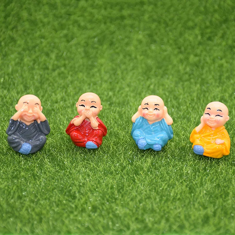4pcs/Set Mini buddha Figurines Miniature For Home Bonsai Decoration Micro Landscape Decor|Статуэтки и миниатюры| |