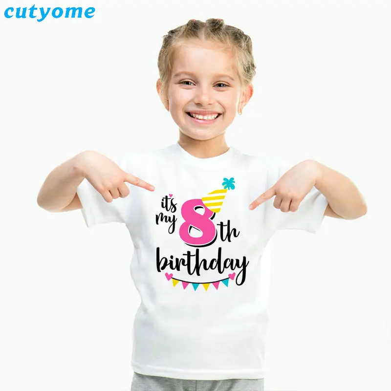 Футболка с короткими рукавами и надписью «Happy Birthday» для мальчиков, одежда для дня рождения для мальчиков 1, 2, 3, 4, 5, 6, 7, 8, 9 лет, топы для маленьких девочек, рубашки