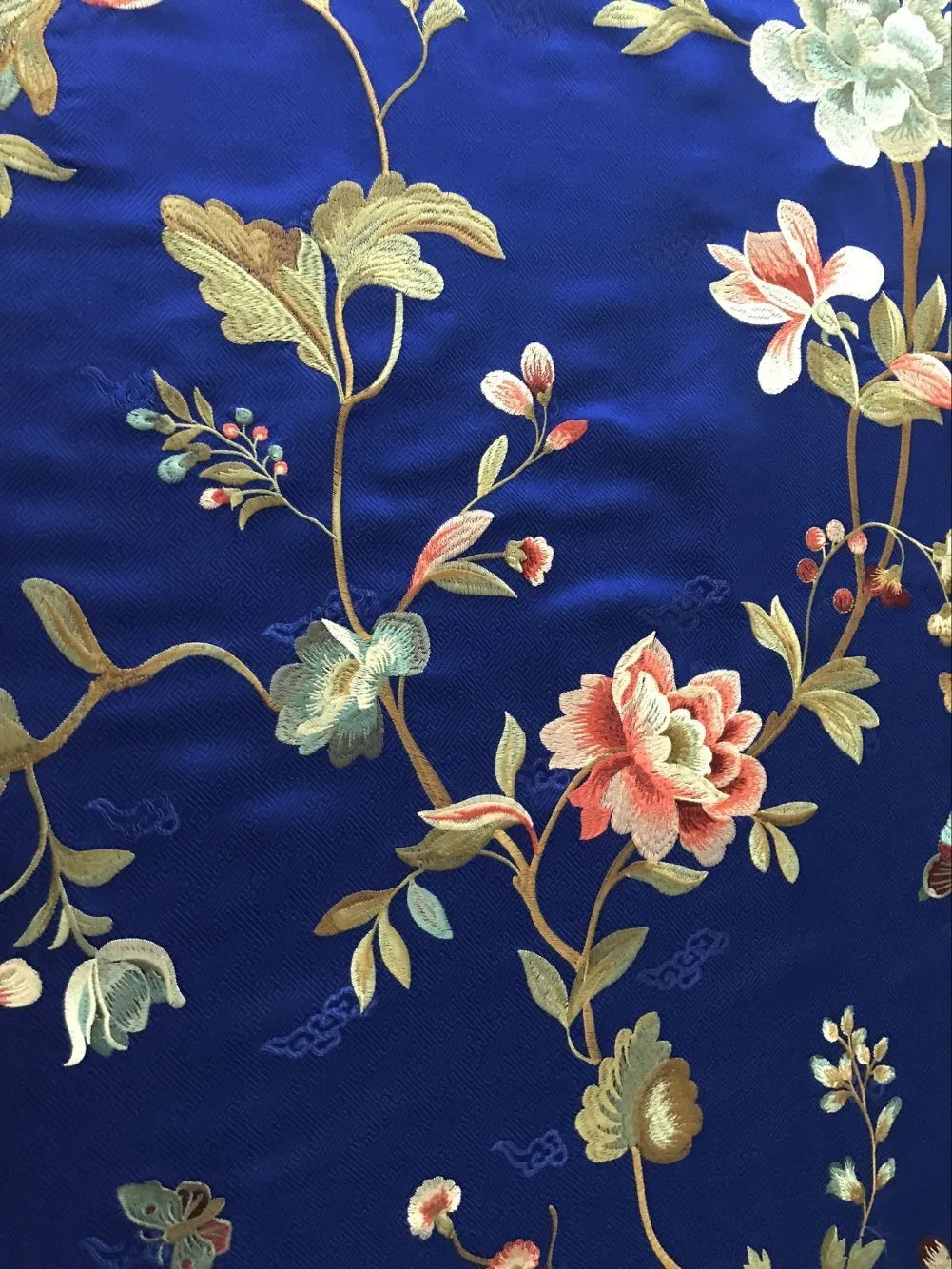 Парча с шелковой вышивкой Вышивка Шелковые цветы богатый Китай kazahana cheongsam одежда ткань ширина 75
