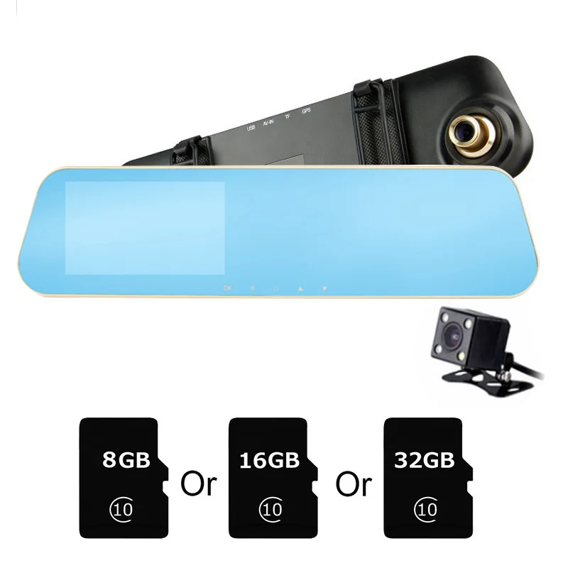 TOSPRA Full HD 1080P Автомобильный видеорегистратор Dashcam Камера авто 4 3 дюймов зеркало