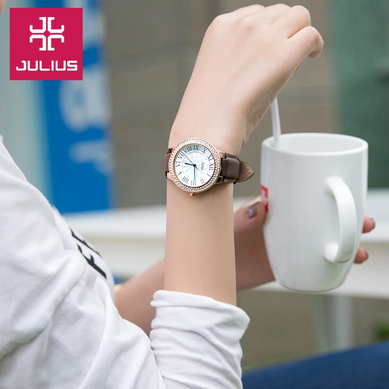 Топ Юлий леди женские наручные часы бизнес элегантный горный хрусталь Рим Мода