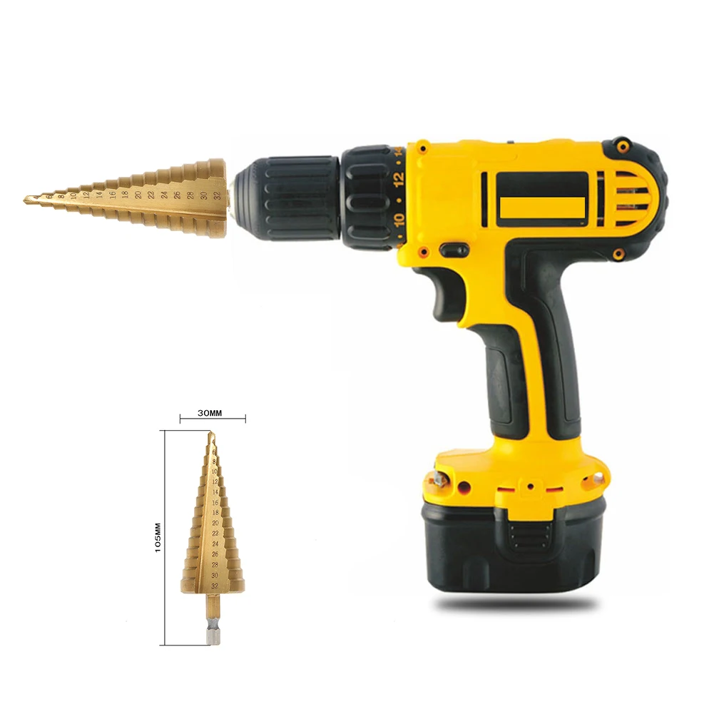 3-12 мм шестигранное титановое ступенчатое Коническое сверло резак для отверстий