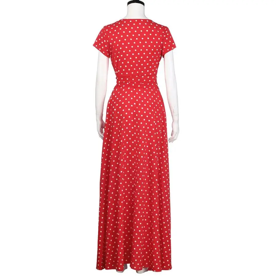 Женское длинное вечернее платье в горошек Летнее Длинное пляжное стиле бохо с