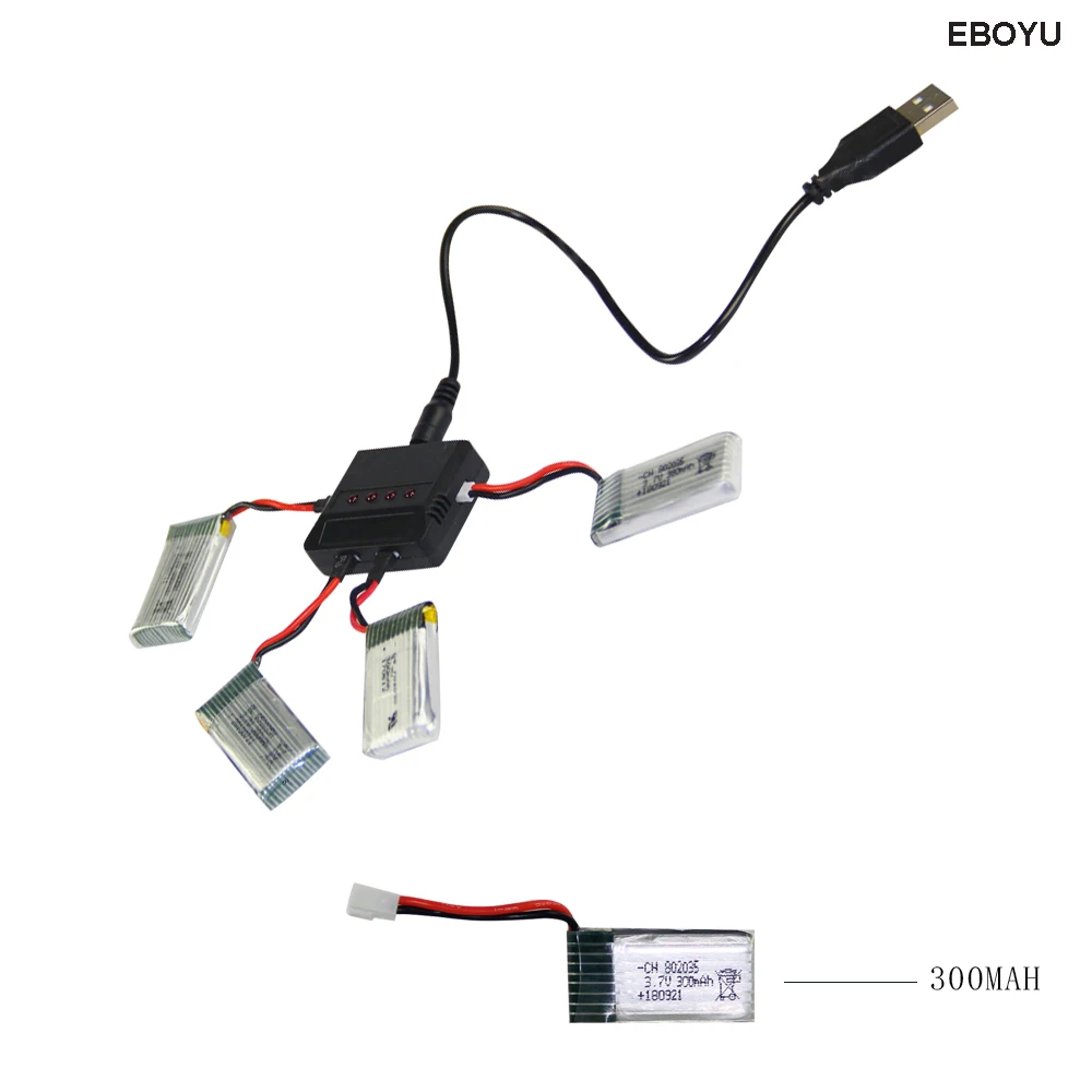 EBOYU 4 шт. * 3 7 в 300 мАч литий полимерный аккумулятор + 1 до балансирующее зарядное