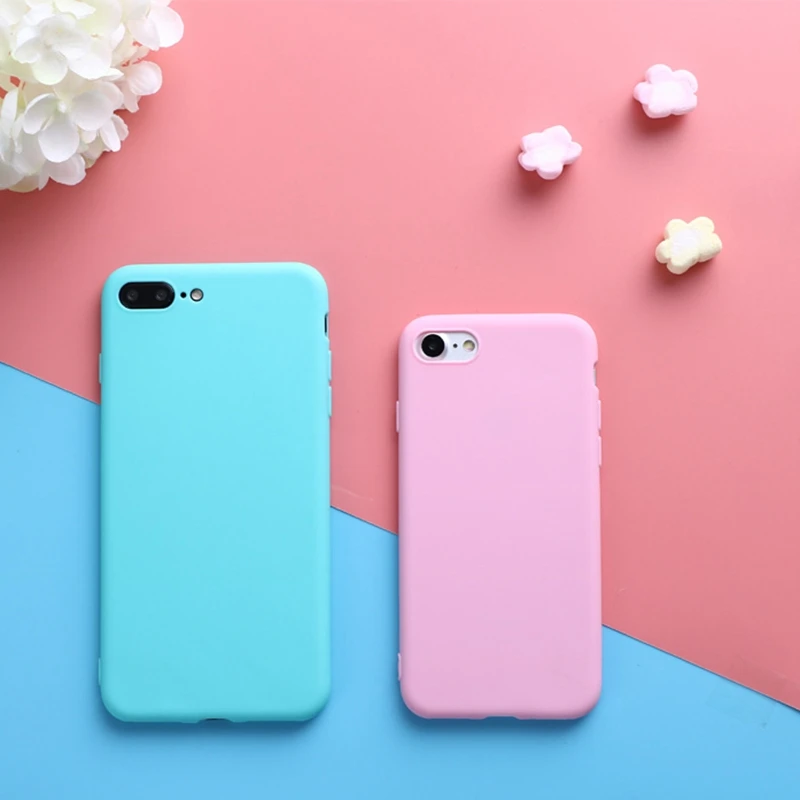 Чехлы для телефонов iPhone 7 plus iphone 8 силиконовый чехол конфетных цветов с рисунком