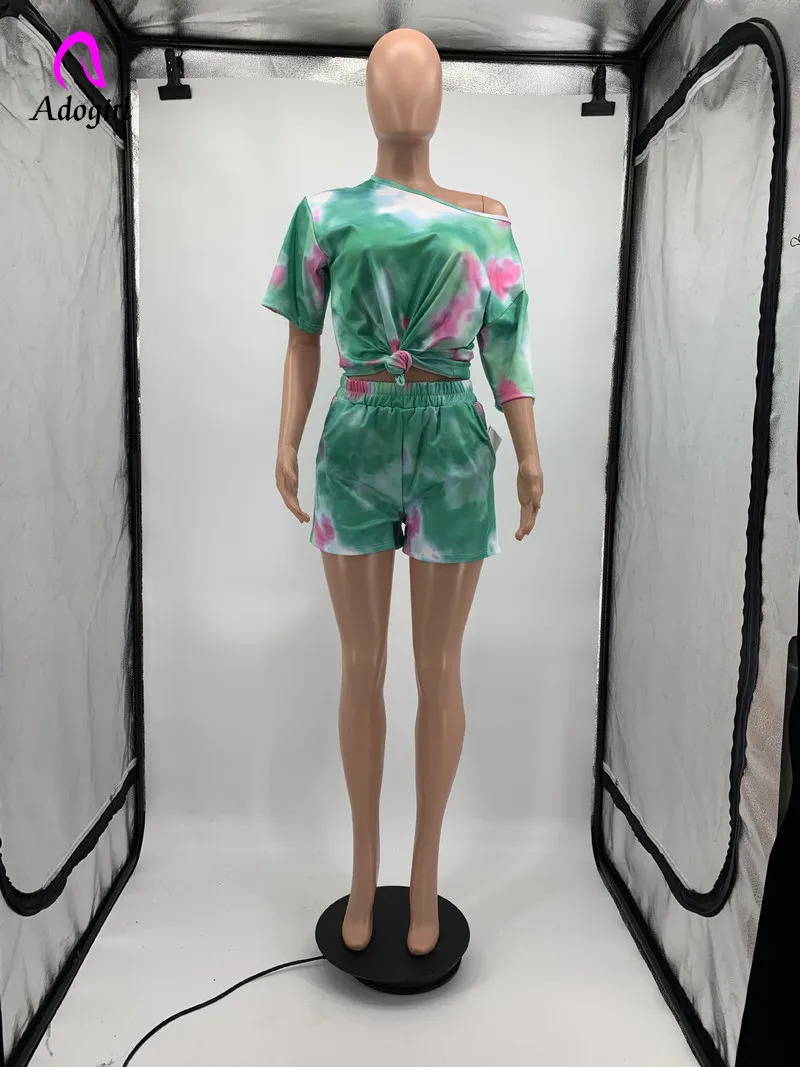 Adogirl красочный повседневный комплект из двух предметов футболка с коротким