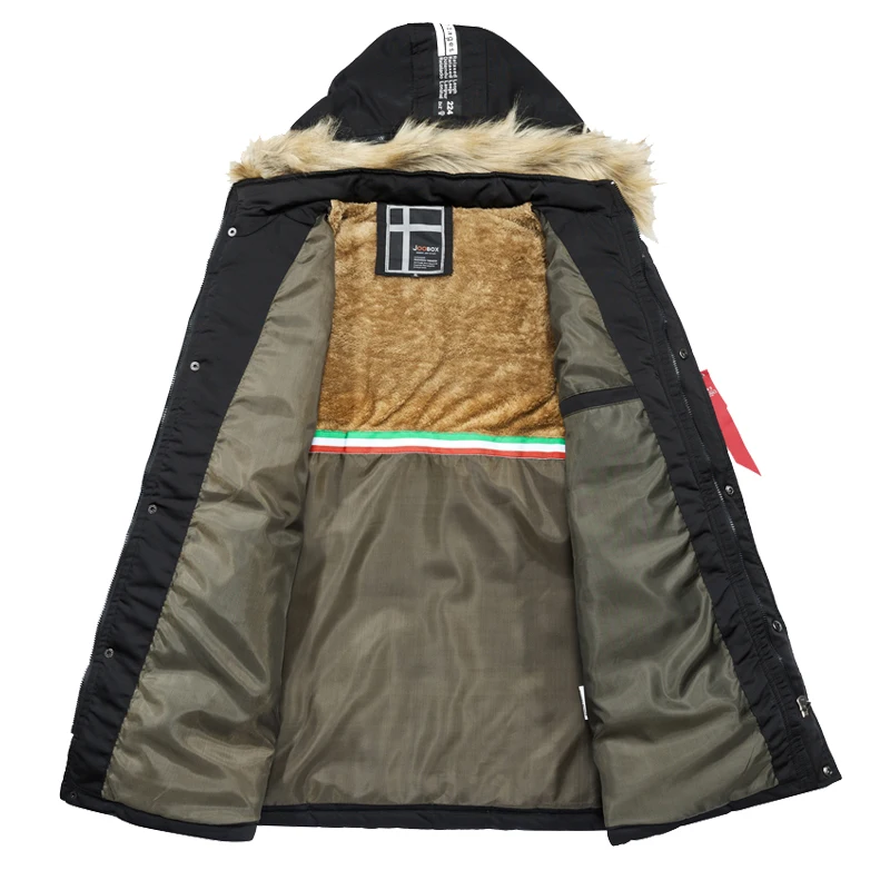 2018 бренд На зимнем меху воротник Длинные куртки и пальто Для мужчин бросился