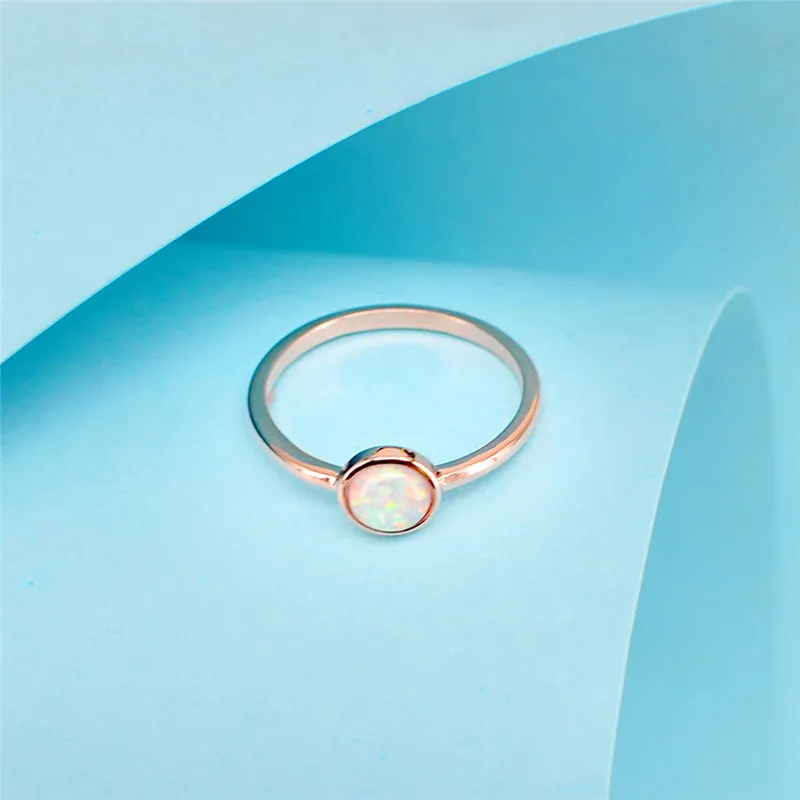 ROXI очаровательное круглое кольцо с опалом, ювелирное изделие, Bague Femme, розовое золото, обручальное кольцо, обручальные кольца для женщин, Прямая поставка, размер 6-9