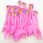 30 шт. disney Принцесса АриэльБелоснежкаBelleCinderellaЖасминАврора Ножи вилка, ложка, посуда День рождения расходные материалы