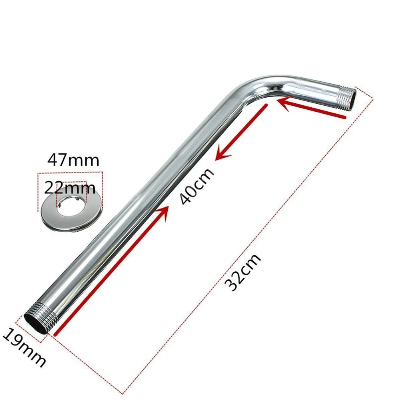 

Shower Head Arm 40CM Round Curve Stainless Steel Finish Rainfall Bathroom Home JUN21-B