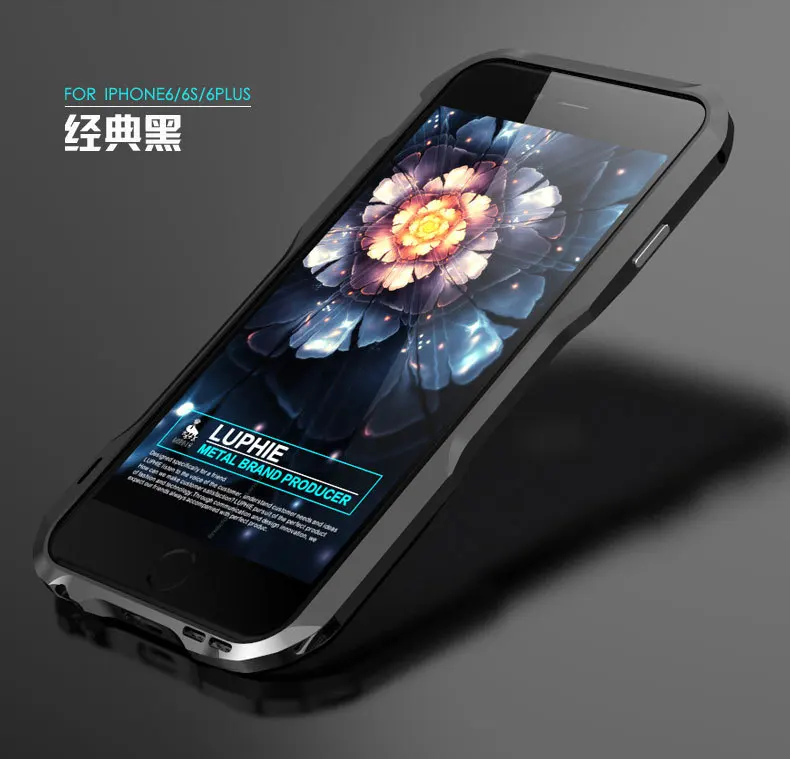 Металлический бампер для iPhone 6S Plus, чехол, роскошная алюминиевая рамка, брендовый чехол для телефона s для iPhone6 6 s plus, чехол, аксессуары - Цвет: black