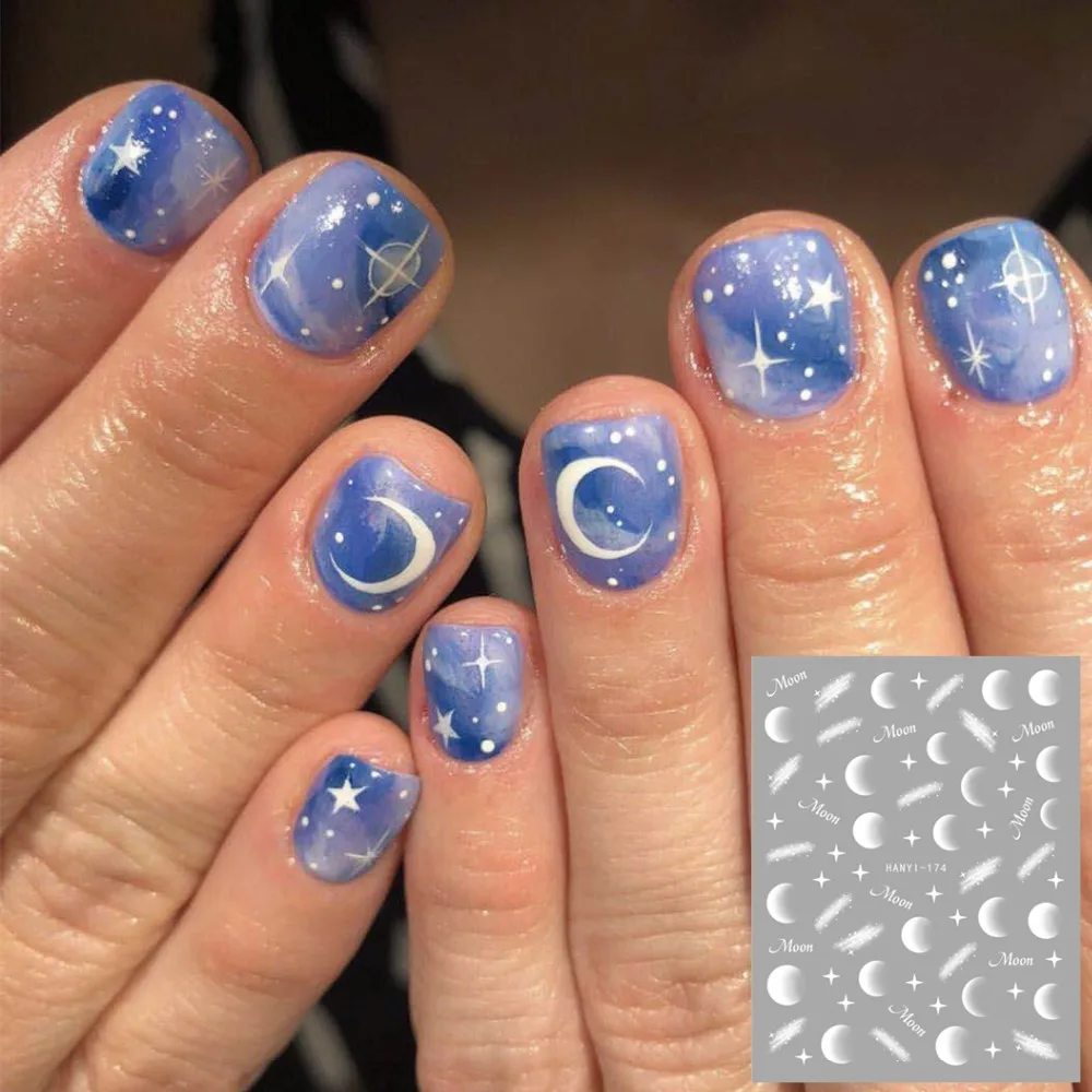Hanyi-174 Луна Звезда стикеры 3D на ногти Nail Art Наклейка шаблон инструмент для ногтевого дизайна украшения