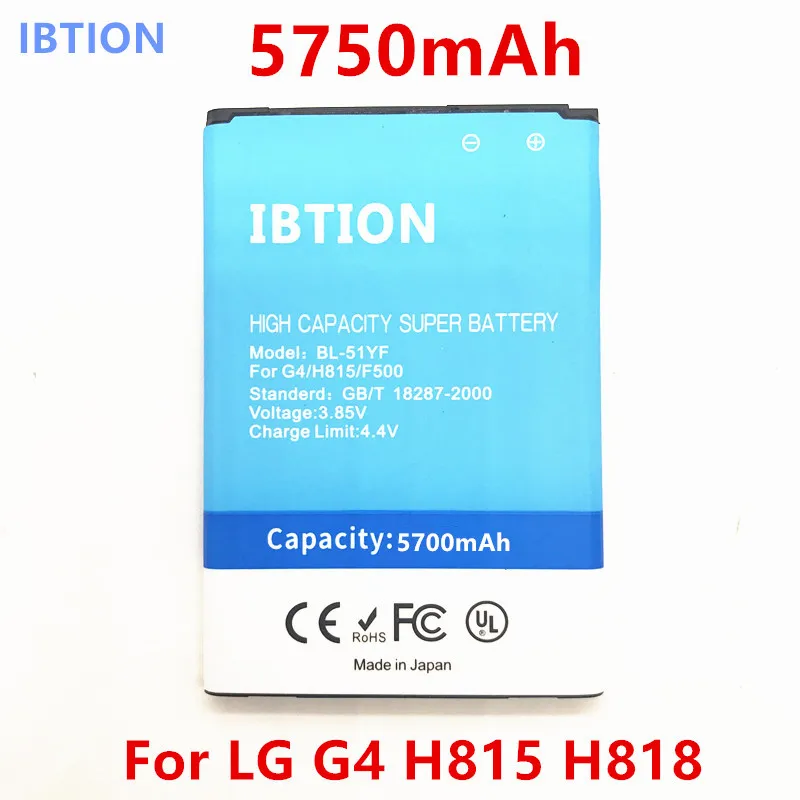 Ibtion 5750 мА/ч Батарея для LG G4 BL 51YF 51YH H815 H811 H810 VS986 VS999 US991|Аккумуляторы мобильных