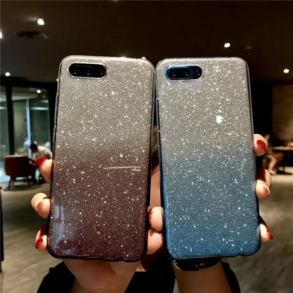 Glitter Gradient Silicone TPU Cover Honor 10 9 8 8X 7X Y6 Prime Y7 Y9 2018 Case Mate 20 Pro X P30 P20 Lite P10 Phone Cases |