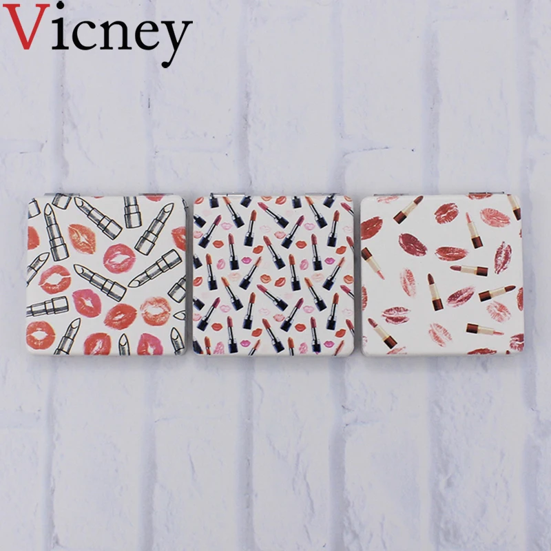 Vicney Girls pu кожаное зеркало для макияжа складное портативное карманное косметическое зеркало для макияжа симпатичное квадратное зеркало для рук для женщин Подарки на каждый день
