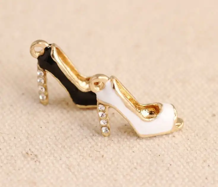 

10pcs 14x16mm Enamel Crystal Shoes Charm for Jewelry Making Fashion Earring Pendant Bracelet Necklace Accessories for Women