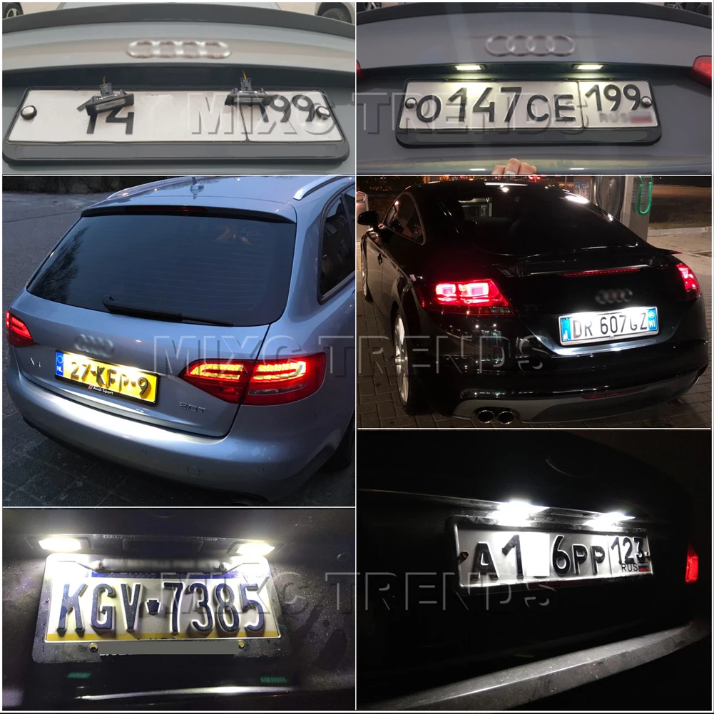 2 шт. Автомобильный светодиодный номерной знак 24SMD 3528 супер белый для Audi Q5 A1 A4 A5 A6 A7