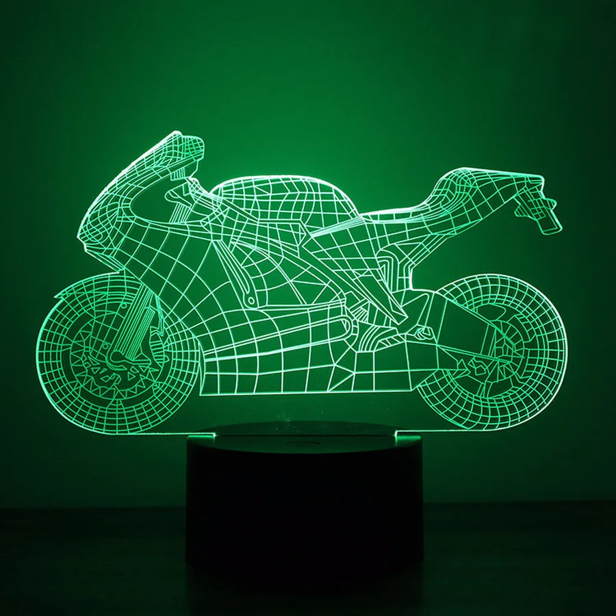 Акриловый 3D ночник Moto Настольная Светодиодная лампа с сенсорным выключателем 7