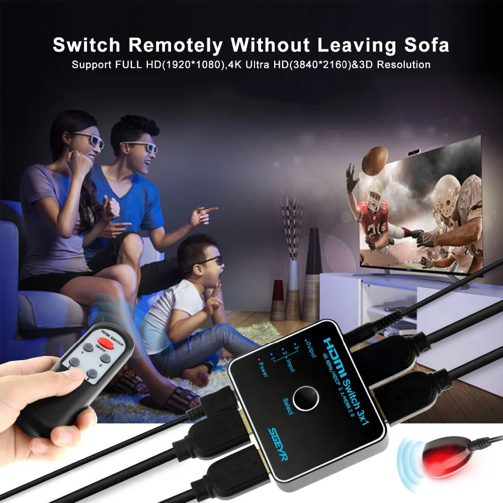 Мини 3 порта HDMI переключатель HDR 4K@ 60 Гц 4:4:4 3x1 HDMI коммутатор 2,0 4K HDMI адаптер для HDTV Xbox 360 PS3 PS4 проектор