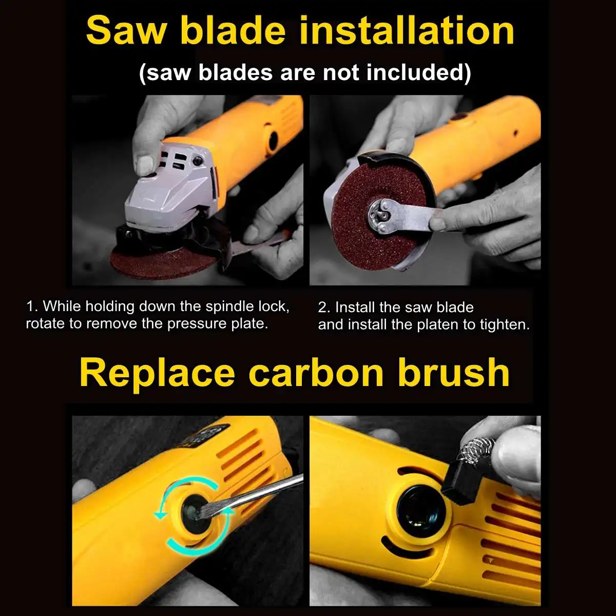 Metal Cutting Tool 220V/50Hz 1380W Electric Angle Grinder Grinding Machine 11000RPM Adjustable Anti-Slip Powerful Protect