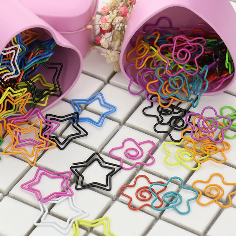60pcs/lot flower Shape Paper Clips Creative Interesting Bookmark Clip Memo Clip Shaped Paper Clips for Office School Home H0067