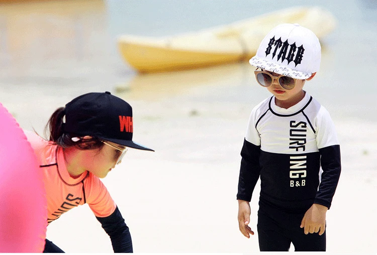 Футболка с длинными рукавами для мальчиков и девочек Раздельный костюм плавания