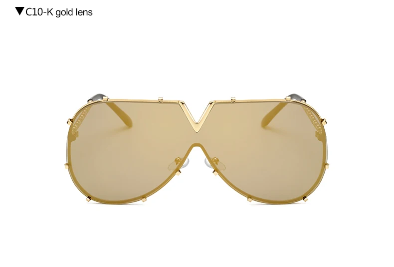 K Gold Lens DesolDelos Лидер продаж Новое поступление V большие солнцезащитные очки Для женщин Брендовая Дизайнерская обувь Для мужчин Роскошные зеркальные солнцезащитные очки без оправы - Цвет линз: K Gold Lens