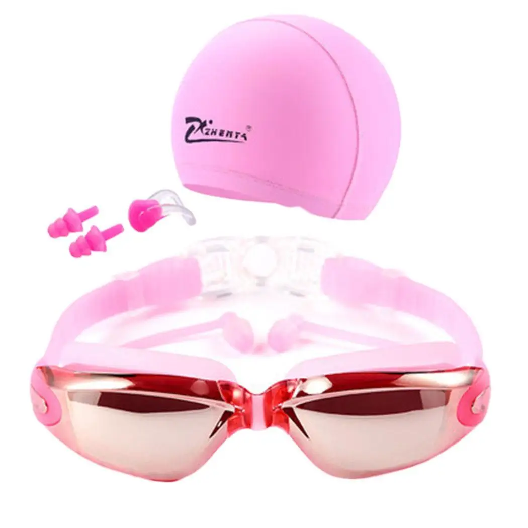 Waterproof With Hat Ear Plug Nose 48mm Multi Clip 59mm Suit Black Blue Pink Silver Swimming Goggles | Спорт и развлечения