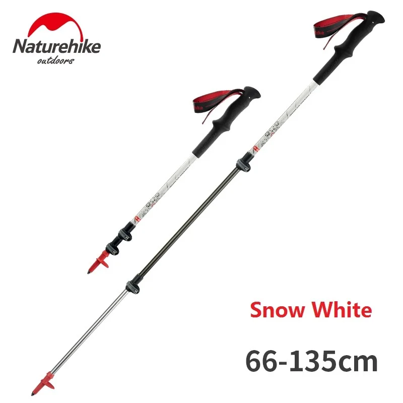 White Naturehike 1 шт. высокое качество альпенштоки Сверхлегкий треккинг складной полюс для ходьбы походные палки Кемпинг Внешний замок альпеншток - Цвет: White