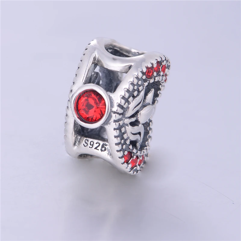 Женская подвеска в виде короны из красного циркона серебро 925 пробы цветка