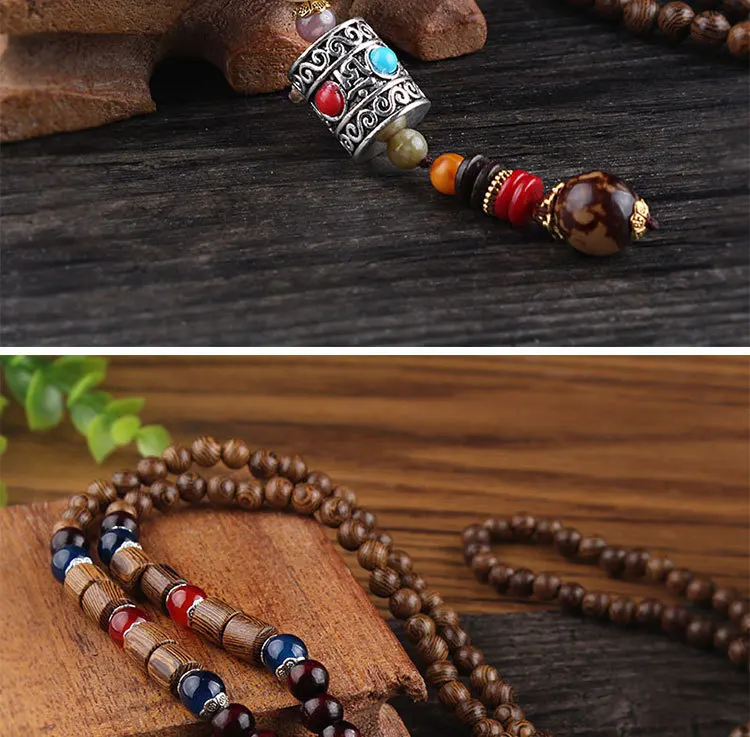 Новинка, винтажный этнический стиль, Lotus Ox Horn, деревянный бисер, камень, подвески и ожерелье, s State, для мужчин, t Nepal, ожерелье для женщин и мужчин, ювелирные изделия