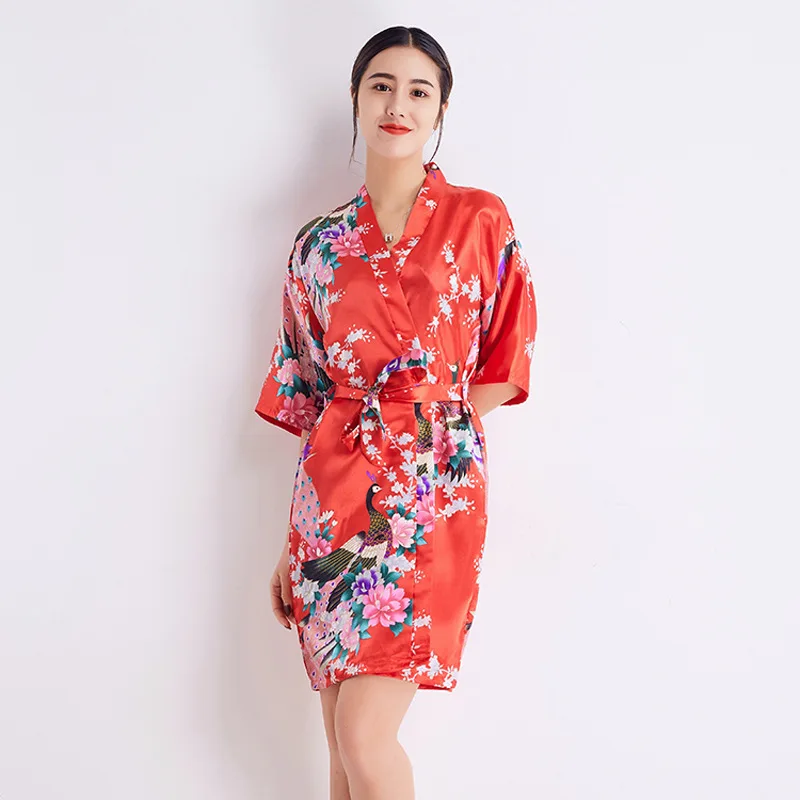 Традиционный китайский женский Шелковый Атласный халат костюм Пижама|Халаты и