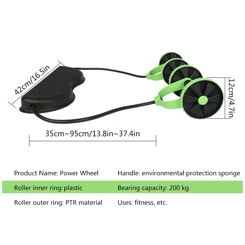 

AB Wheel Roller Abdominal Muscle Trainer Adjustable Strength Stretch Resistance Pull Rope Tool Gym Equipment