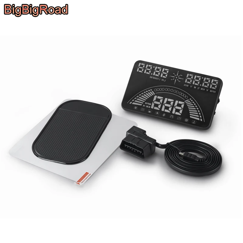 BigBigRoad 5 8 дюймов Автомобильный HUD Дисплей с головкой OBD 2 + GPS в 1 динамический