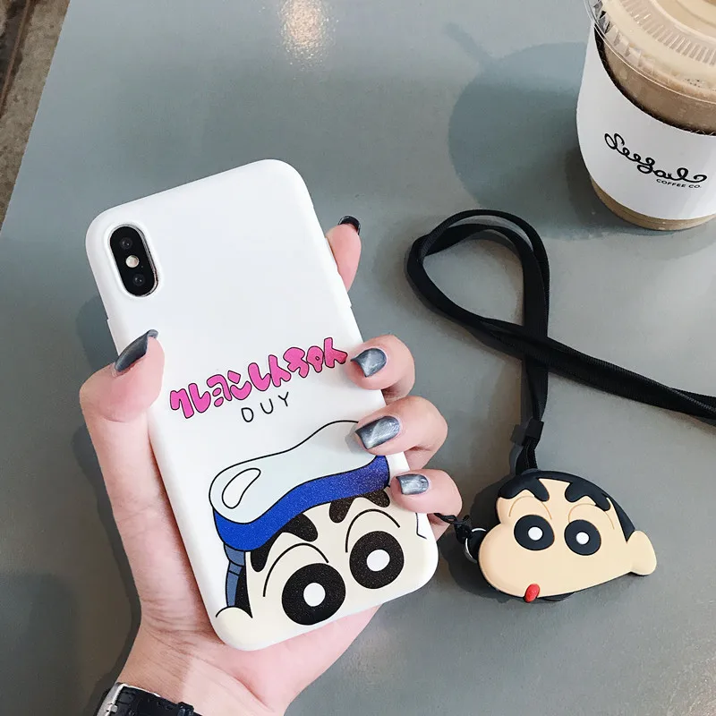 New case for iphone xs max 8plus Crayon Shin Chan cartoon imd iphoneXR 7p lovely Candy soft shell phone With lanyard |