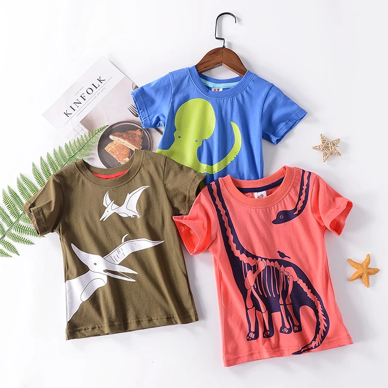 

Summer new short sleeved cotton medium and young children's positive and negative pattern T-shirt printed Jersey