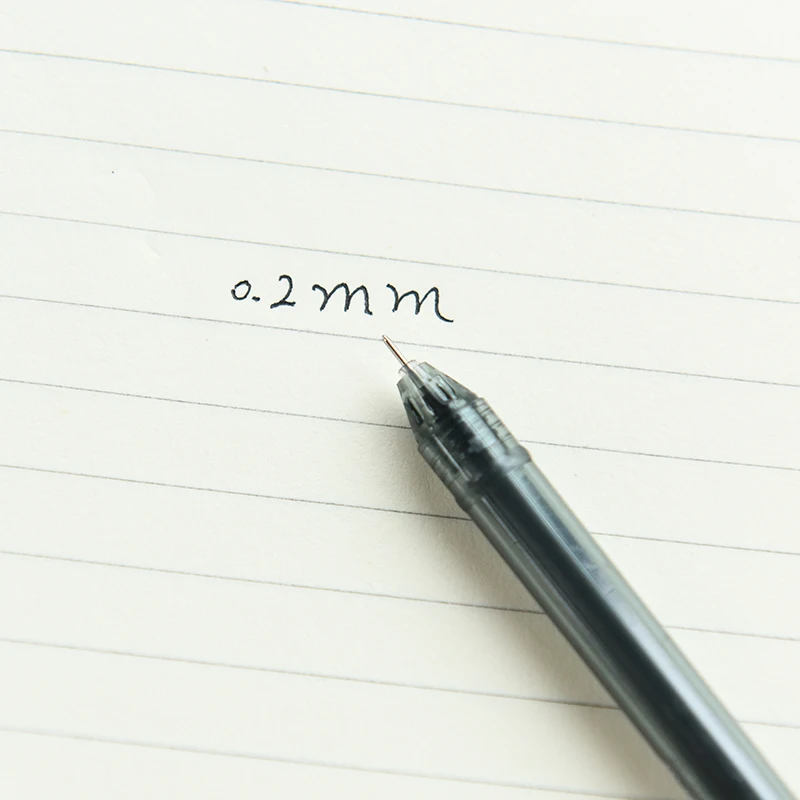 12 шт./лот креативные 0 2 мм супер тонкие гелевые ручки с черными чернилами
