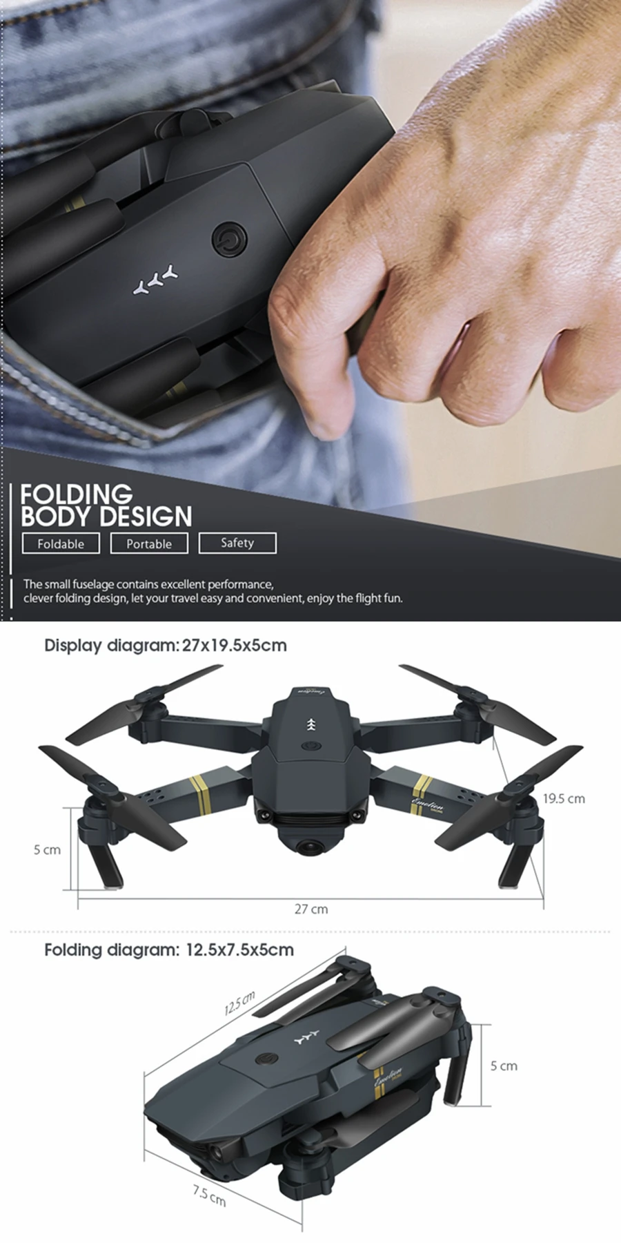 Eachine E58 True 1080P wifi FPV с широкоугольной HD камерой Режим высокой фиксации Складная рукоятка RC обновленный любительский Квадрокоптер RTF VS M69