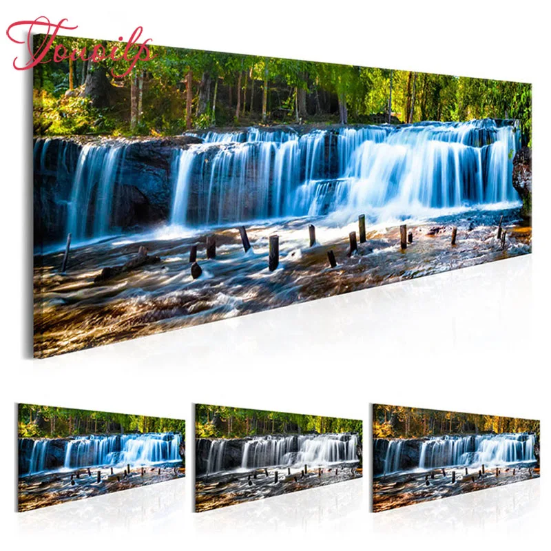 

TOUOILP 3d diy full square&round forest waterfall scenery 5d diamond painting cross stitch diamond embroidery mosaic needlework