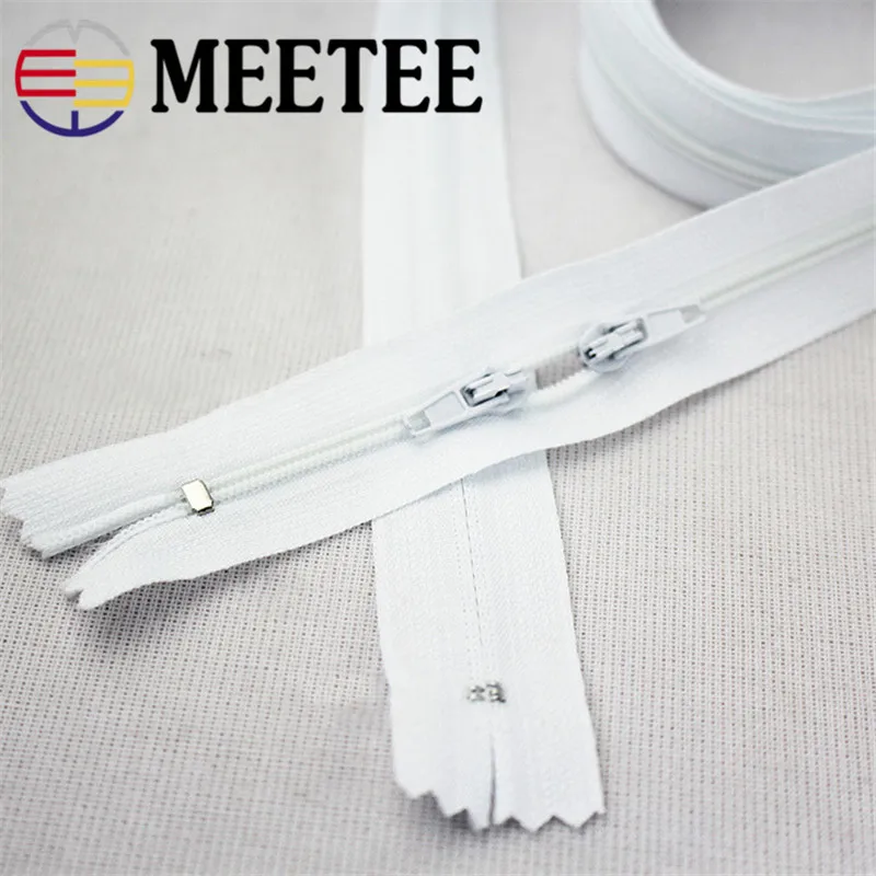 5 шт. Meetee 3 # белые нейлоновые молнии 1 метра двойные слайдеры с закрытым концом